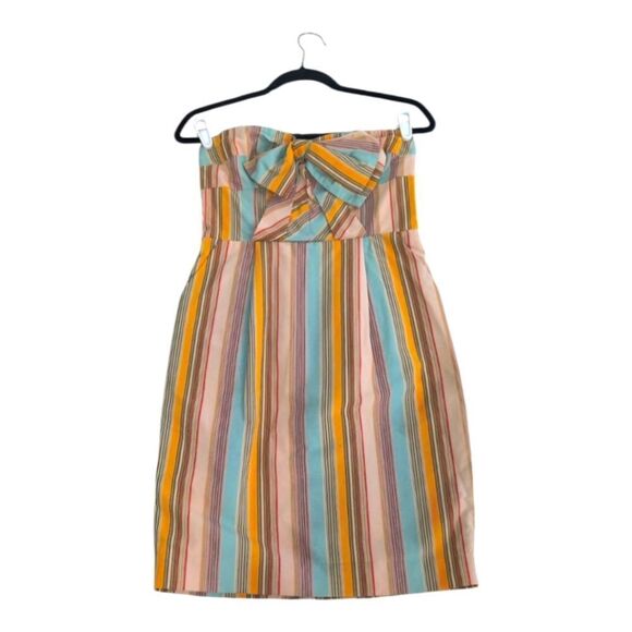 Moulinette Soeurs Anthropologie Strapless Dress with Pastel Stripes Sz 4 - Picture 1 of 11
